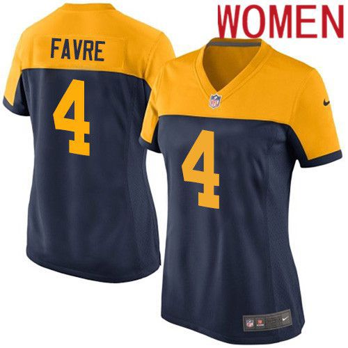 Women Green Bay Packers #4 Brett Favre Navy Blue Nike Alternate Game NFL Jersey